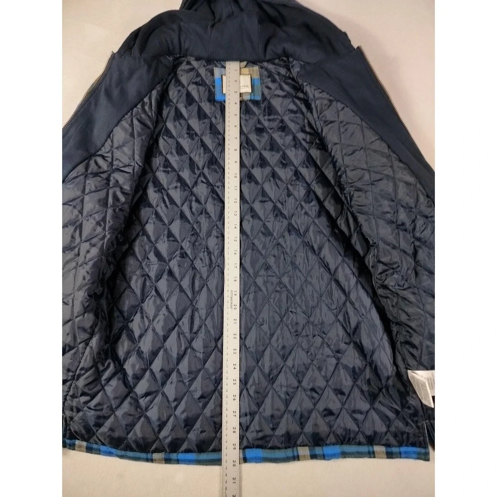 Legendary Whitetails Jacket Mens Large Blue Plaid Flannel Hooded Quilted Shacket
